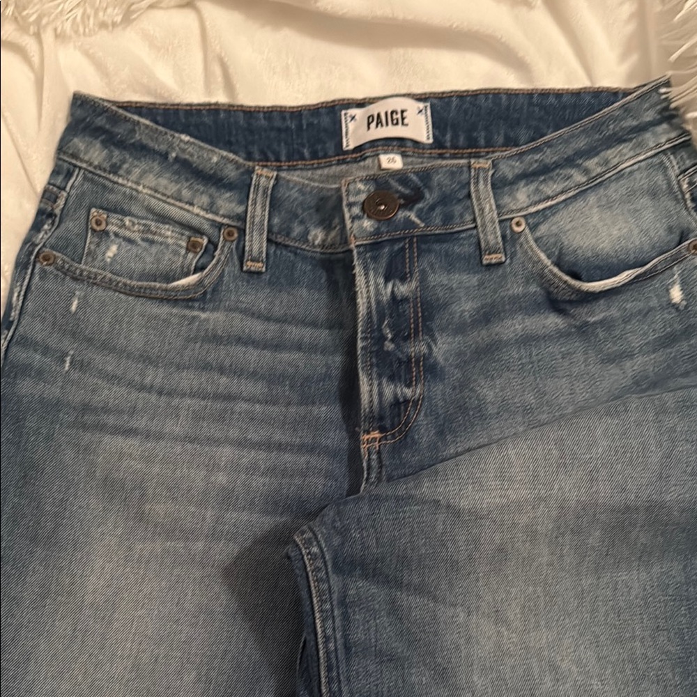 PAIGE Women's Mid Rise Blue Jeans